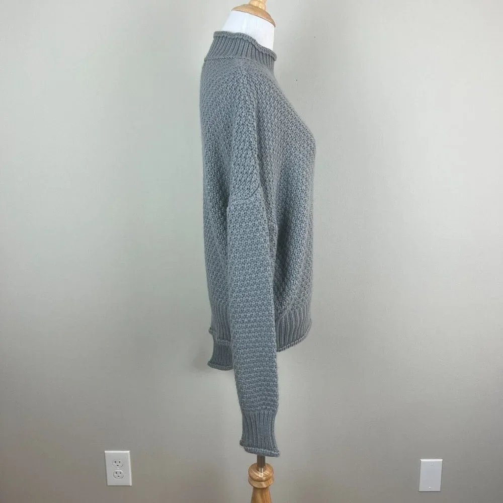 Zesica Sweater Womens Medium Gray Long Sleeve Mock Neck Chunky Open Knit‎ Casual